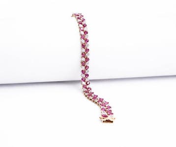 Armband - 14 karaat Geel goud - 8.28ct. tw. Robijn - Diamant, Nieuw