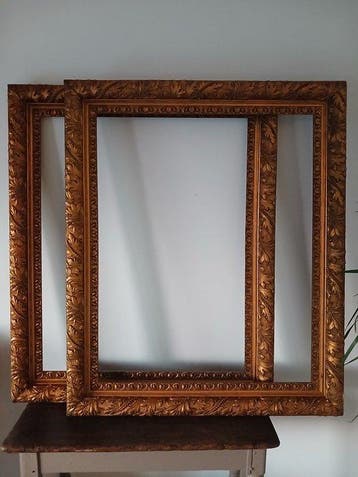 Lijst (2) - verguld hout - 2 antieke kaders, Antiek en Kunst