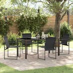 vidaXL Tuin Eettafel Set 5 pcs Zwart Textilene en Staal, Verzenden, Nieuw