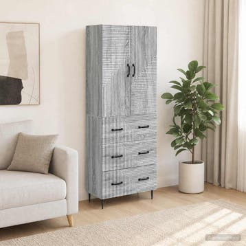 vidaXL Kast Set 2 st 66 x 34,5 x 90 cm Bewerkt hout Grijs, Verzenden, Nieuw