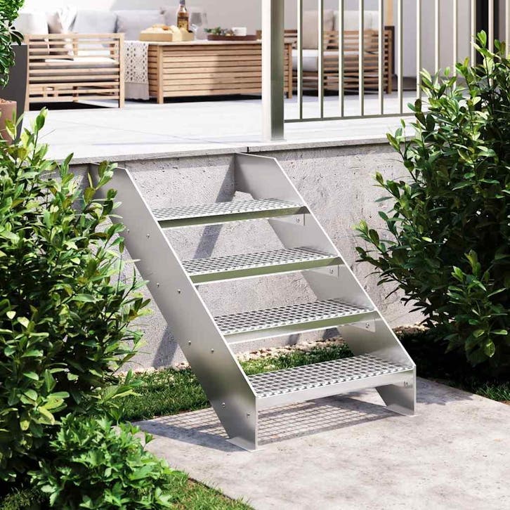 vidaXL Traptrede rooster 60x24x7 cm gegalvaniseerd staal, Bricolage & Construction, Échelles & Escaliers, Envoi