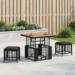 vidaXL Tuin Eettafel Set 3 pcs Zwart en Grijs Poly Riet en, Tuin en Terras, Verzenden, Nieuw