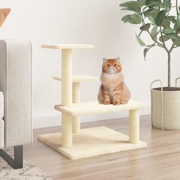 vidaXL Kattenmeubel met sisal krabpalen 61 cm crèmekleurig, Verzenden, Nieuw