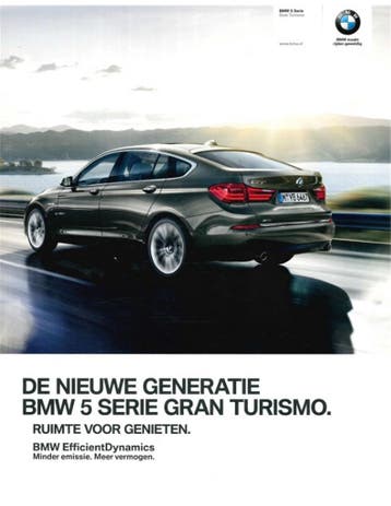 2013 BMW 5 SERIE GRAN TOURISMO BROCHURE NEDERLANDS, Nieuw