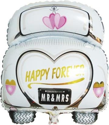 Folieballon Trouwauto 49x63 cm zakje 1, Nieuw
