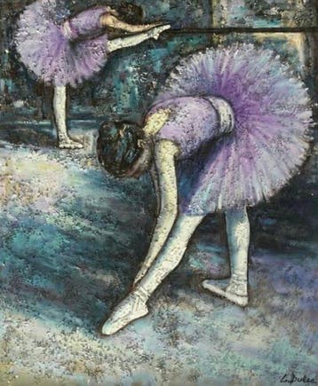 L. Dulac (XX) - Due ballerine alla sbarra