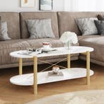 vidaXL Salontafel 110x48x40 cm bewerkt hout wit, Huis en Inrichting, Verzenden, Nieuw