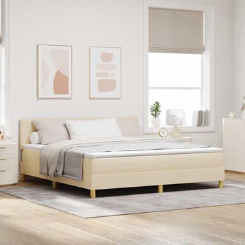 vidaXL LED Box Spring Bed met hoofdeinde Crème 180 x 200 cm, Verzenden