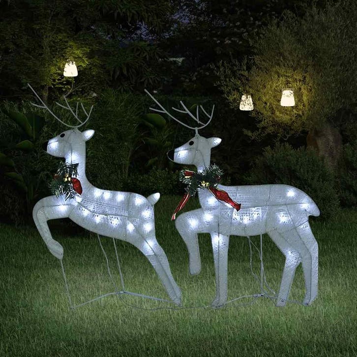 vidaXL Kerstrendieren 2 st 40 LEDs wit, Diversen, Kerst, Nieuw, Verzenden