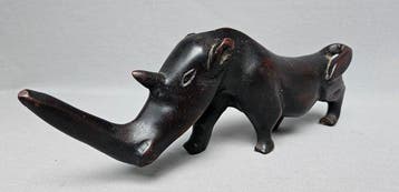 Beeldje - houten neushoorn - Hout, Antiek en Kunst