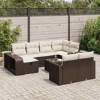 vidaXL 11-delige Loungeset met kussens poly rattan bruin, Tuin en Terras, Verzenden, Nieuw, Loungeset