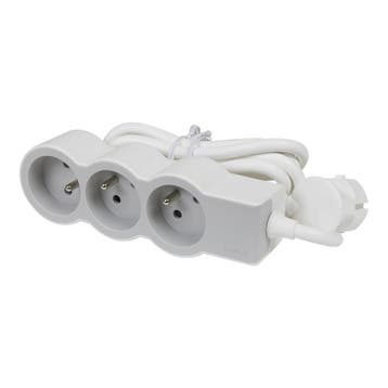 Legrand Standaardstopcontact 3x2P met 3m kabel Wit-Grijs, Verzenden