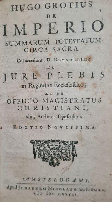 Hugo de Groot - De imperio summarum potestatum circa sacra.