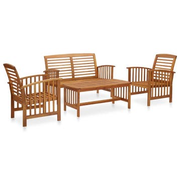 vidaXL 4-delige Loungeset massief acaciahout, Verzenden, Loungeset