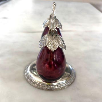 Zout- en pepervaatjes - aubergine - Metaal, Glas