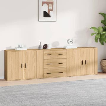 vidaXL Dressoirs 3 st bewerkt hout sonoma eiken, Verzenden, Nieuw