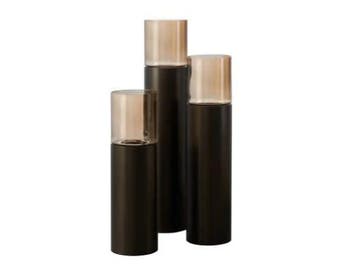 TM Luxe Windlicht op pilaar bruin 3 delig: H90 + H110 + H130, Verzenden, Nieuw