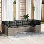 vidaXL Tuinbank Set met kussen 7 pcs Lichtgrijs Poly rattan, Verzenden, Nieuw
