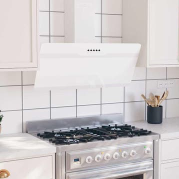 vidaXL Wandafzuigkap 90 cm staal en gehard glas wit, Verzenden, Nieuw