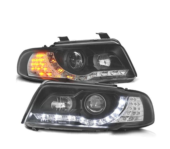 Phares Avec Feux Diurnes Led Pour Audi A4 B5 99-01 Fond Noir, Autos : Pièces & Accessoires, Éclairage, Envoi