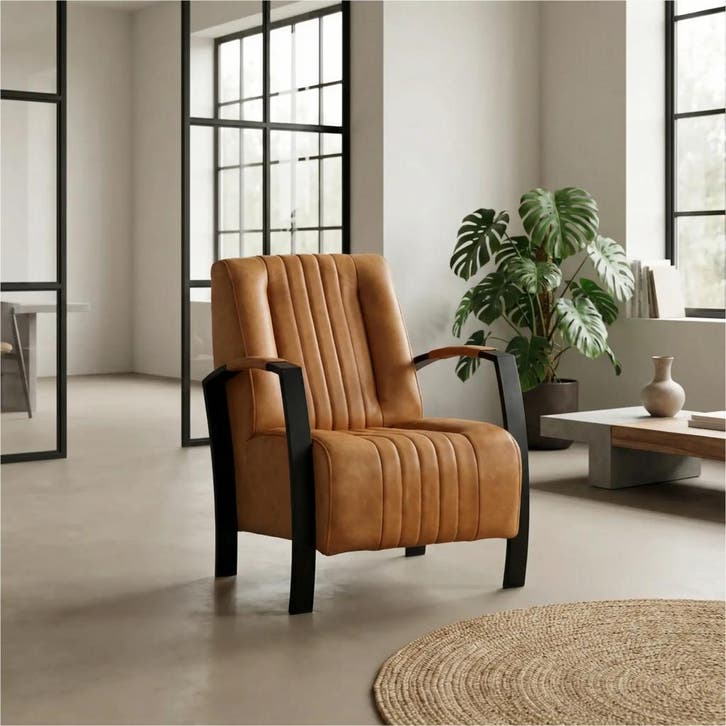 Leren fauteuil Glamour, Huis en Inrichting, Fauteuils, 50 tot 75 cm, 75 tot 100 cm, Nieuw, Leer, Ophalen of Verzenden