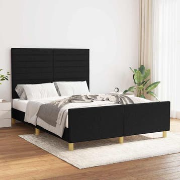 vidaXL Bedframe zonder matras stof zwart 140x200 cm, Verzenden, Nieuw