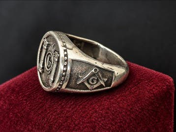 Bague-sceau maçonnique en argent sterling 925 – G du Maçon,