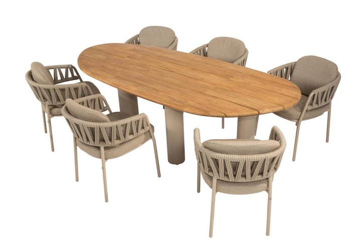 Taste by 4 Seasons Calma tuinset latte met Estate tafel teak, Jardin & Terrasse, Ensembles de jardin