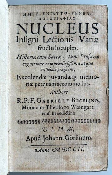Gabriel Bucelin - Emer-Enlayto-Genea-Chorographias - 1652