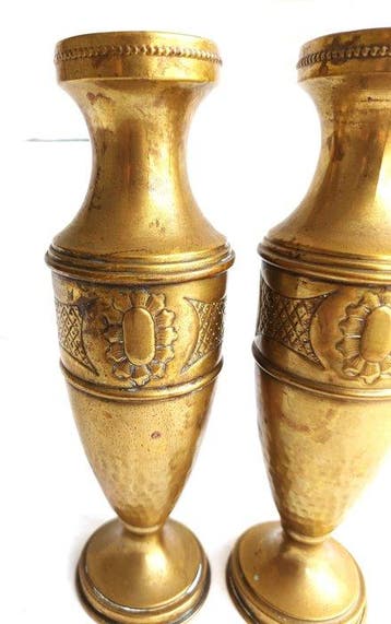 Villedieu - Vaas - Verguld messing, Gegoten messing