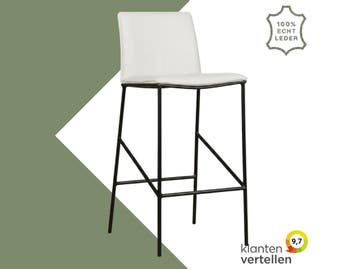 Leren barkruk hoog Favor - Toledo Bianco (gebroken wit) -, Huis en Inrichting, Barkrukken, Nieuw, Leer, Ophalen of Verzenden, 90 cm of meer