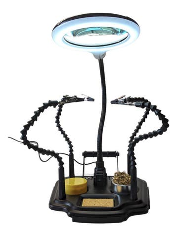 Helpende hand-viervoudig met LED-loeplamp-5 dioptrien-USB, Verzenden, Nieuw, Loeplamp
