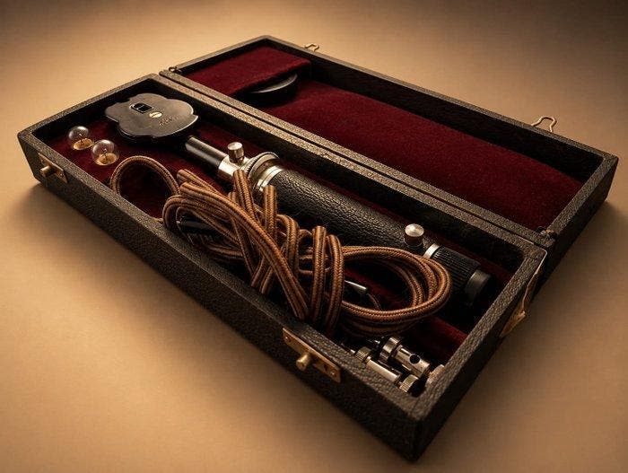 OCULUS - Medisch instrument - Metaal, Leder, Glas, Papier,, Antiek en Kunst, Antiek | Wandborden en Tegels