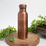 Puur koperen waterfles bruin gegraveerd ± 750 ml (zware, Ophalen of Verzenden
