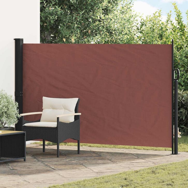 vidaXL Uittrekbaar Zijscherm Bruin 300 x 170 cm Polyester, Jardin & Terrasse, Parasols, Envoi