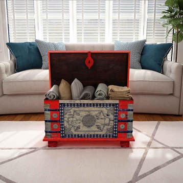 vidaXL Opbergkist 80x40x45 cm mangohout rood, Verzenden, Nieuw
