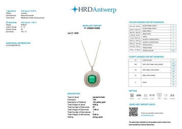 Halsketting - 14 karaat Geel goud - 8.42ct. tw. Smaragd -