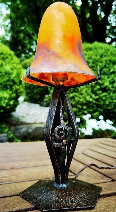 Muller Frères - Lamp - Smeedijzer, pâte de verre, Antiek en Kunst, Kunst | Designobjecten