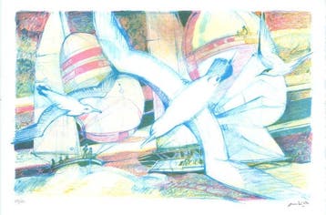 Paul Ambille (1930-2010) - Lot de 2 lithographies : Voiliers