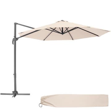 Parasol Ø 300cm met voetpedaal en beschermhoes - beige, Verzenden, Nieuw