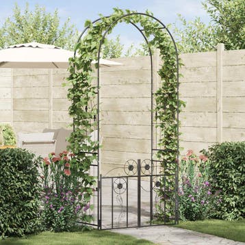 vidaXL Tuinboog Zwart 102 x 50 x 218 cm Staal, Verzenden, Nieuw