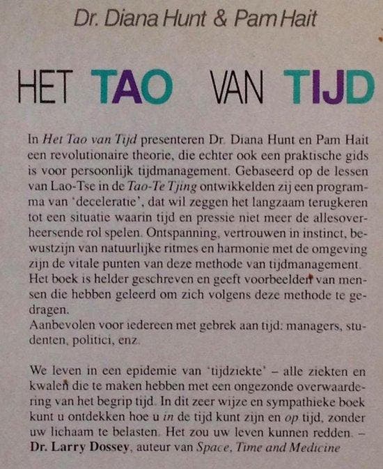 TAO VAN TIJD 9789061343608 Hunt, Boeken, Studieboeken en Cursussen, Gelezen, Verzenden