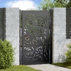 vidaXL Poort met vlamontwerp 100x150 cm staal zwart, Verzenden, Nieuw