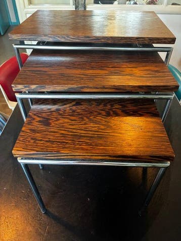 Tables gigognes - Wengé, Chrome - Trois tables dappoint