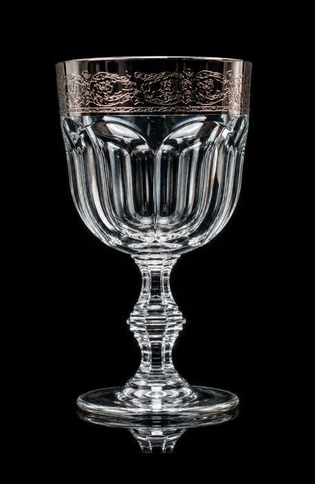 Drinkservies - Cristal/Platine - 6 grote glazen water/wijn, Antiek en Kunst, Antiek | Meubels | Tafels