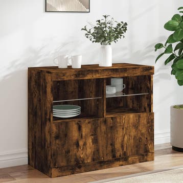 vidaXL Dressoir met LED-verlichting 81x37x67 cm gerookt, Huis en Inrichting, Kasten | Dressoirs, Verzenden, Nieuw