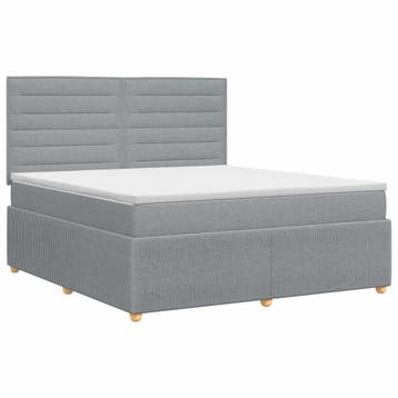 vidaXL Boxspringbed met matras Lichtgrijs 140 x 190 cm Stof, Verzenden