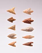 10 neolithische pijlpunten vuursteen Pijlpunt (Zonder