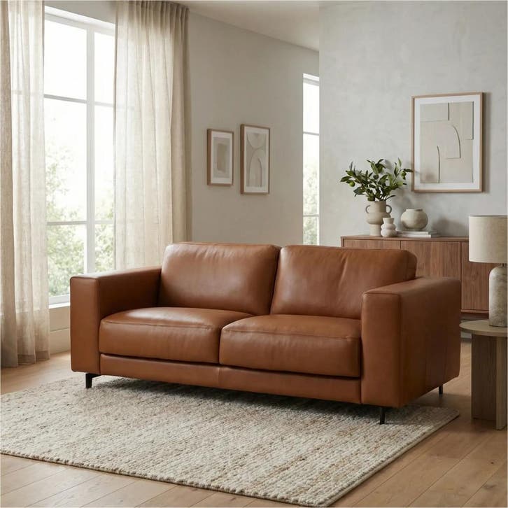 Leren bank Clear - 3 zits - Elegance Cognac (cognac) -, Maison & Meubles, Canapés | Salons, Enlèvement ou Envoi