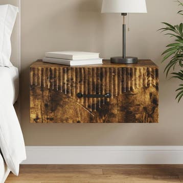 vidaXL Muurbevestigde Nachttafel Gerookt eiken 49 x 34,5 x, Verzenden, Nieuw